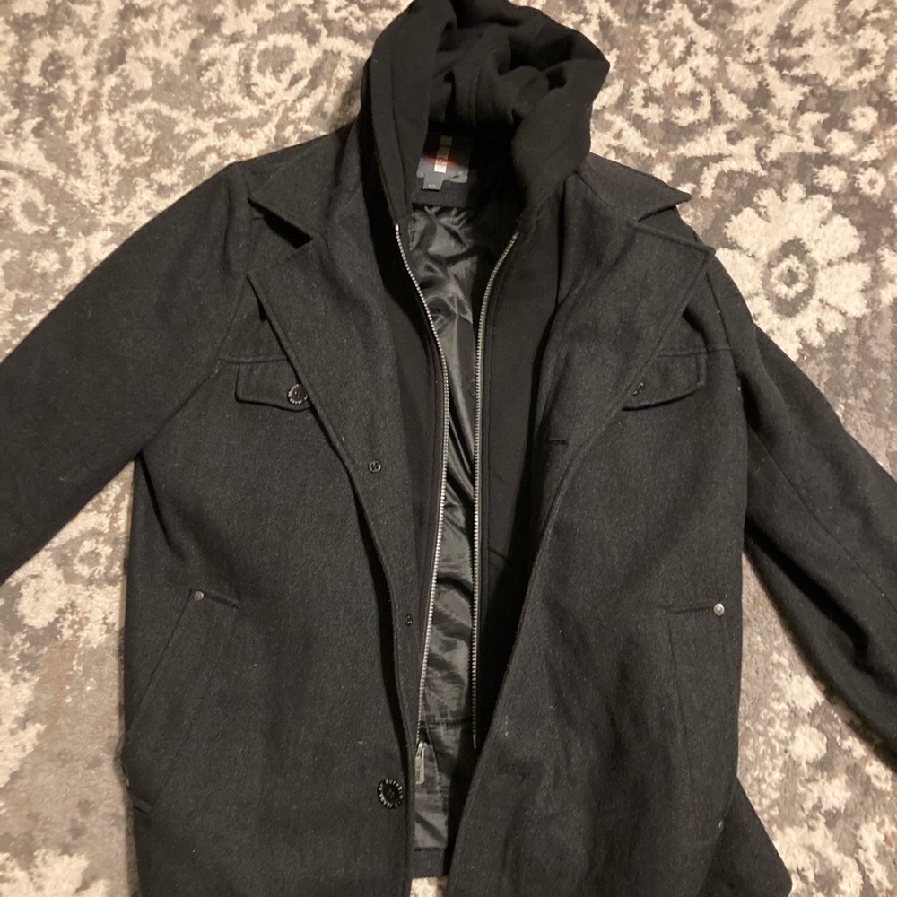 Black pea coat style jacket- Jeans by Buffalo